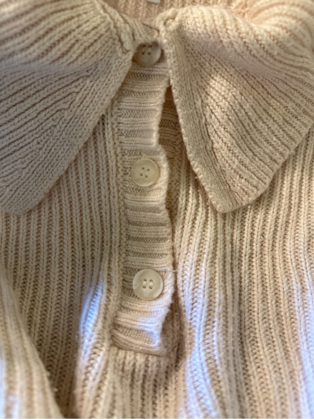 DANIELLE BERNSTEIN Cream Cropped Rib Knit Sweater - Picture 6 of 8